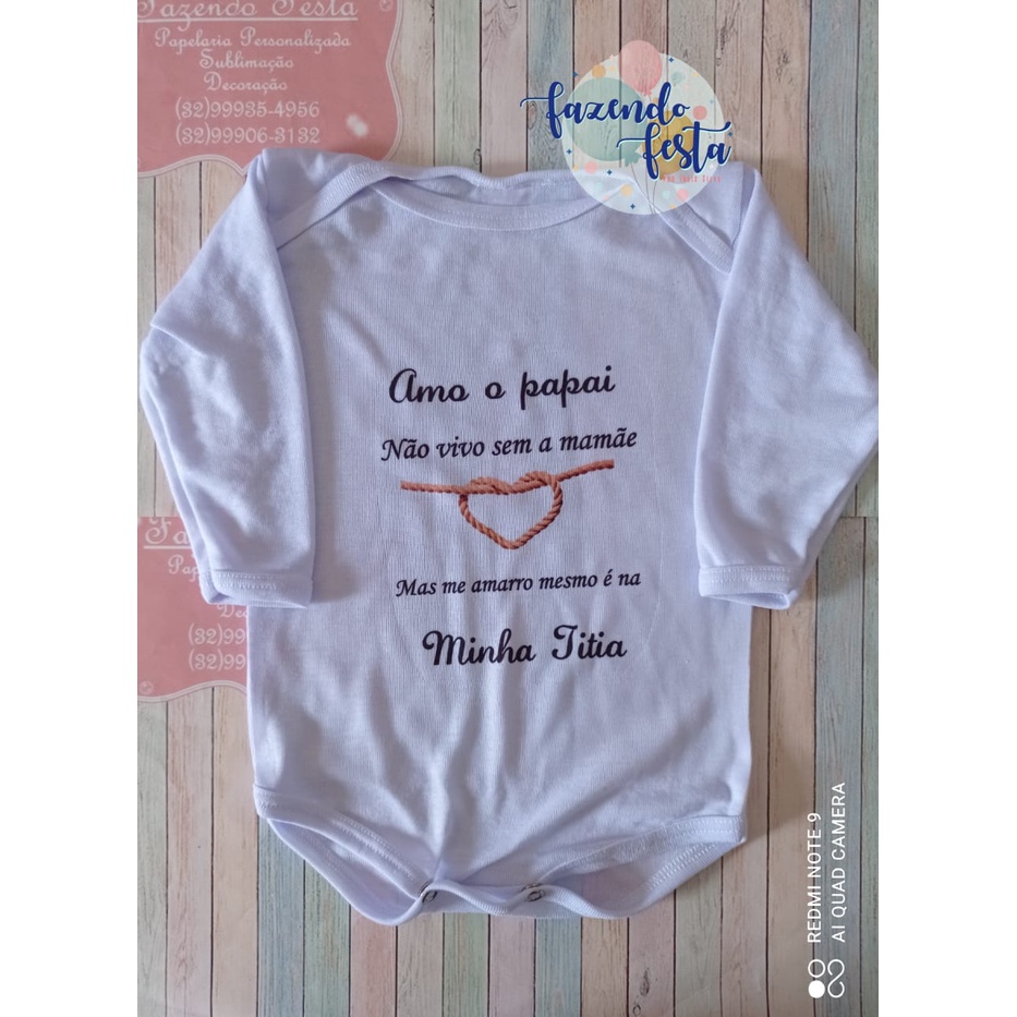 Body Amo o Papai, Não vivo sem a Mamãe, mais me amarro é na minha tia. Body  Personalixado | Shopee Brasil