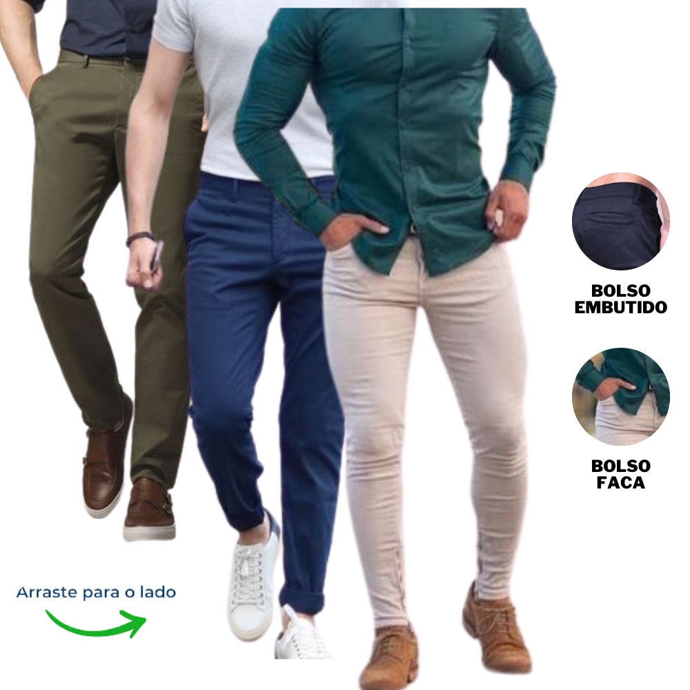 Kit 3 Calça Masculina Sarja Preço de Atacado / Direto da Fábrica - Entrega  Rápida