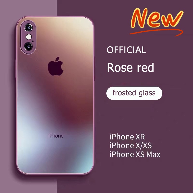 Capa De Vidro Fosca 5 Cores Rosa Vermelha Para iPhone Xs Max XR X