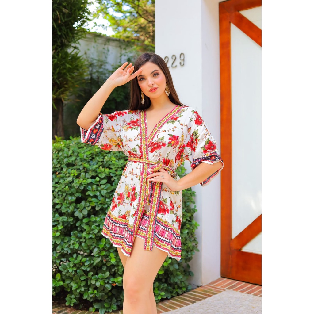 Kimono feminino 2024 floral curto