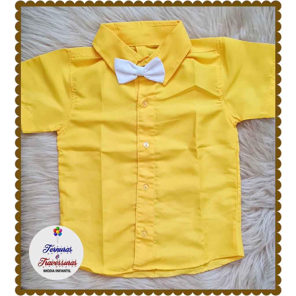 Camisa Social Infantil Amarela (Com Gravatinha) 4 anos
