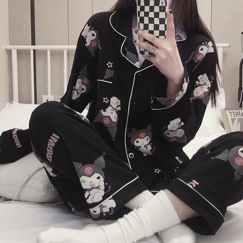 Kawaii Anime Disney Leite Silk Pijamas Primavera Sleepwear Feminino Terno  Meninas Bonito Manga Curta Roupa de Noite de Verão Home