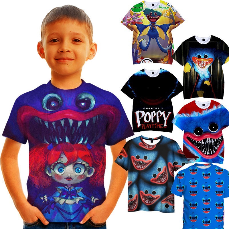 Camiseta Infantil Huggy Muggy Poppy playtime - Jogo game