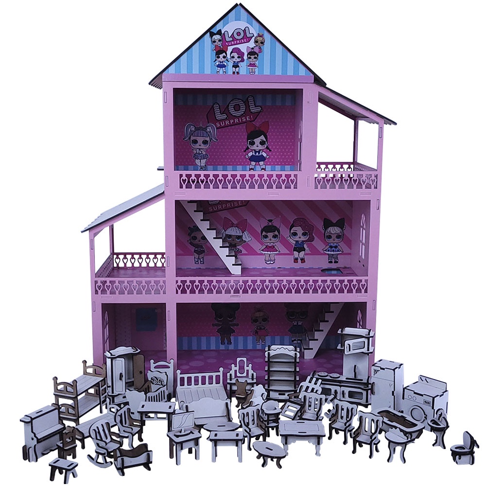 Casa Casinha Para Barbie/polly/lol Grande Mdf Móveis Barbie em