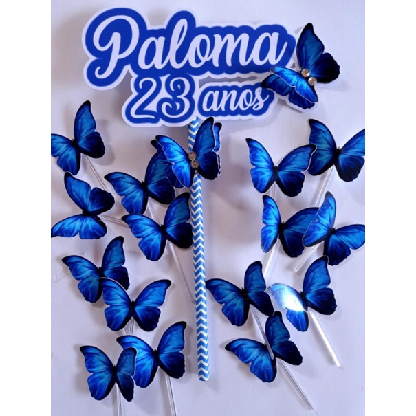 Borboleta azul para topo de bolo borboletas para topper
