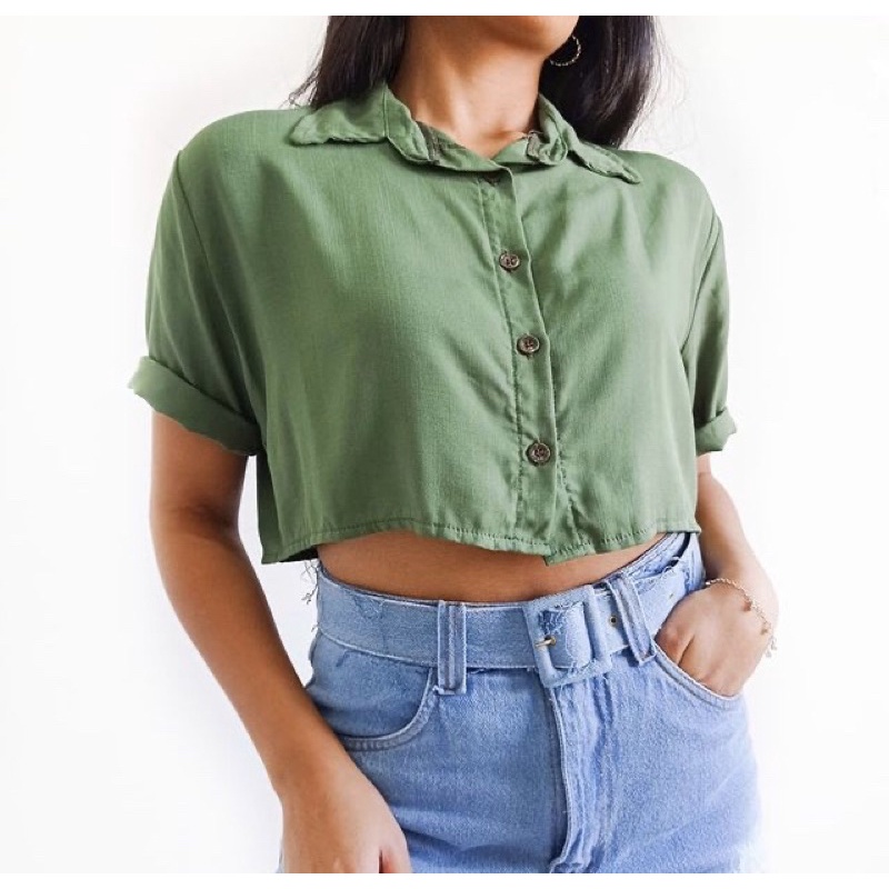 Cropped estilo hot sale camisa