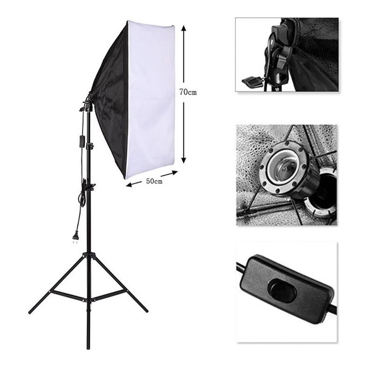 Kit Softbox Profissional Tripe Portatil Led Iluminacao Foto Estudio  Continua E27 Sombrinha Difusora 50x70cm Suporte 1 Lampada | Shopee Brasil