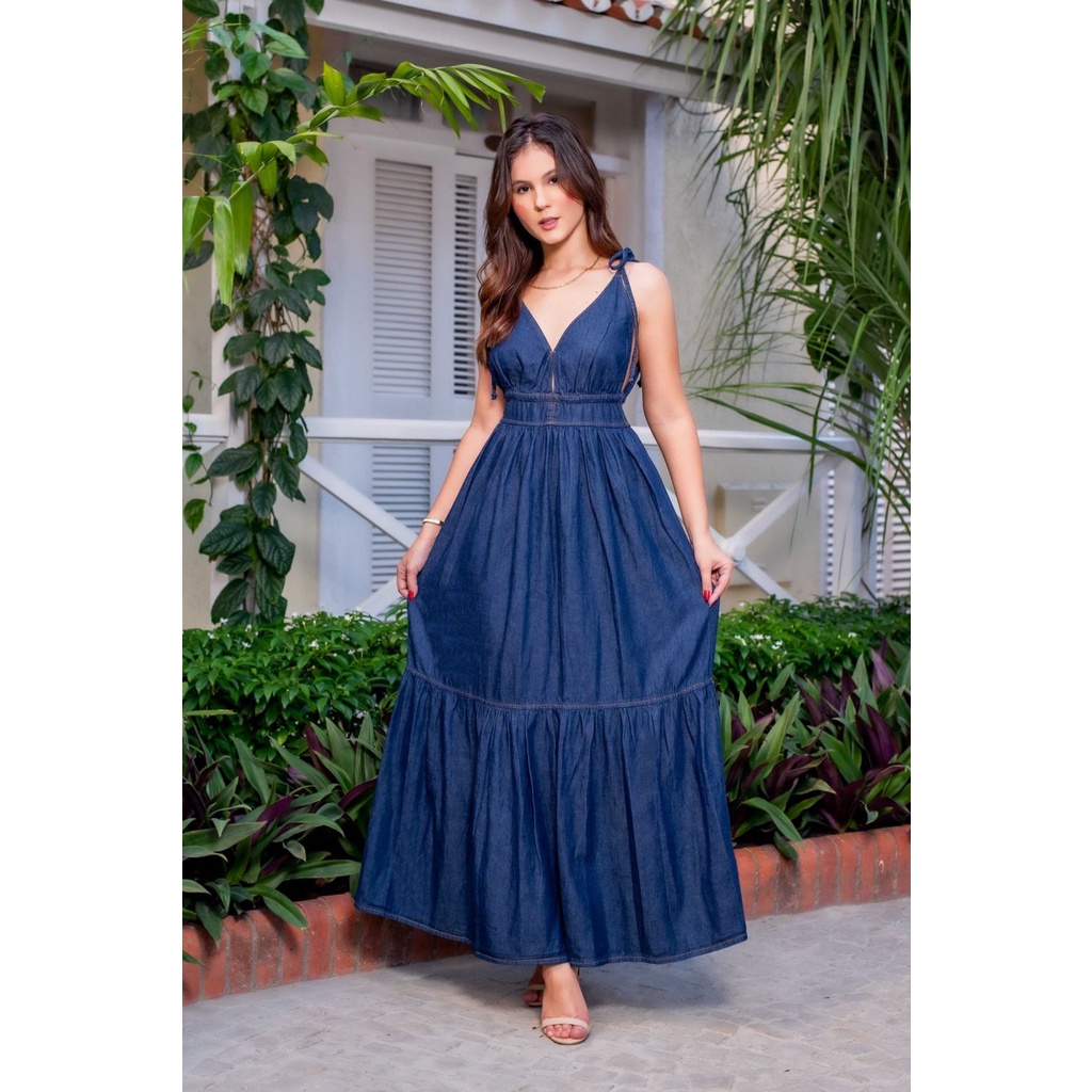 Vestidos clearance longos jeans