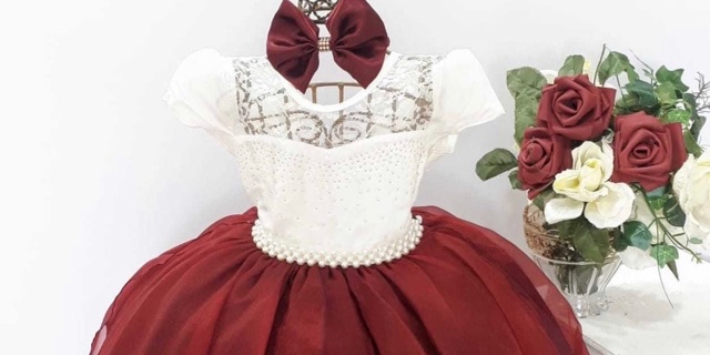 Vestido Infantil Vermelho Princesa Luxo E Tiara - pingo de gente