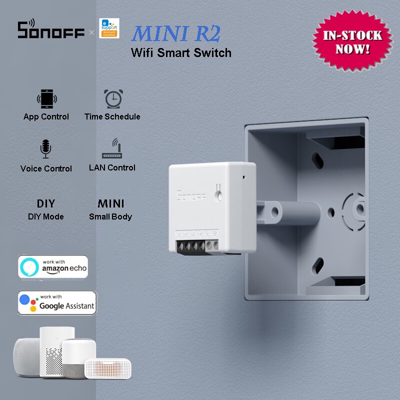 SONOFF MINI Two Way Wifi Smart Switch Small APP/LAN/Voice/Remote Control  DIY Support one External Switch Google Home for Alexa