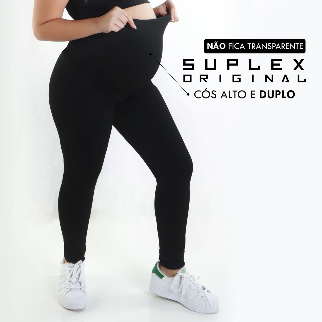 Calça Legging Gestante Gravida Preto Cós Alto Confortável