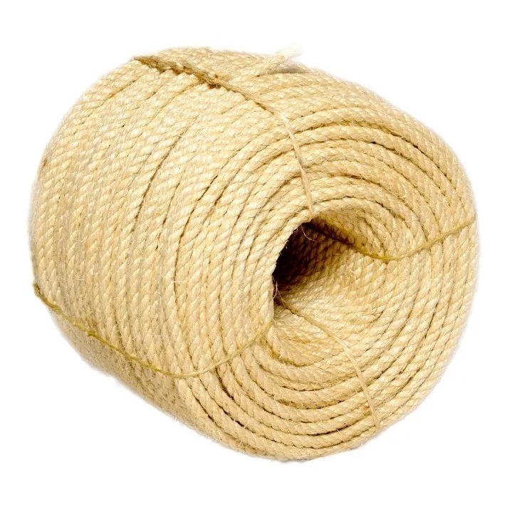 Corda de Sisal Grossa Natural 6mm Para Artesanato e Uso Geral - 25 Metros