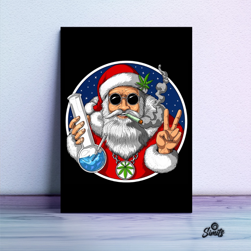 Quadro Decorativo Papai Noel chapado de maconha cannabis | Shopee Brasil