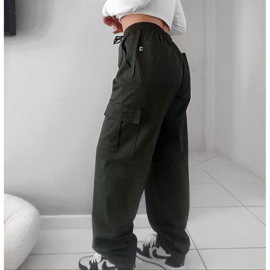 Calça cargo feminina verde 2024 militar