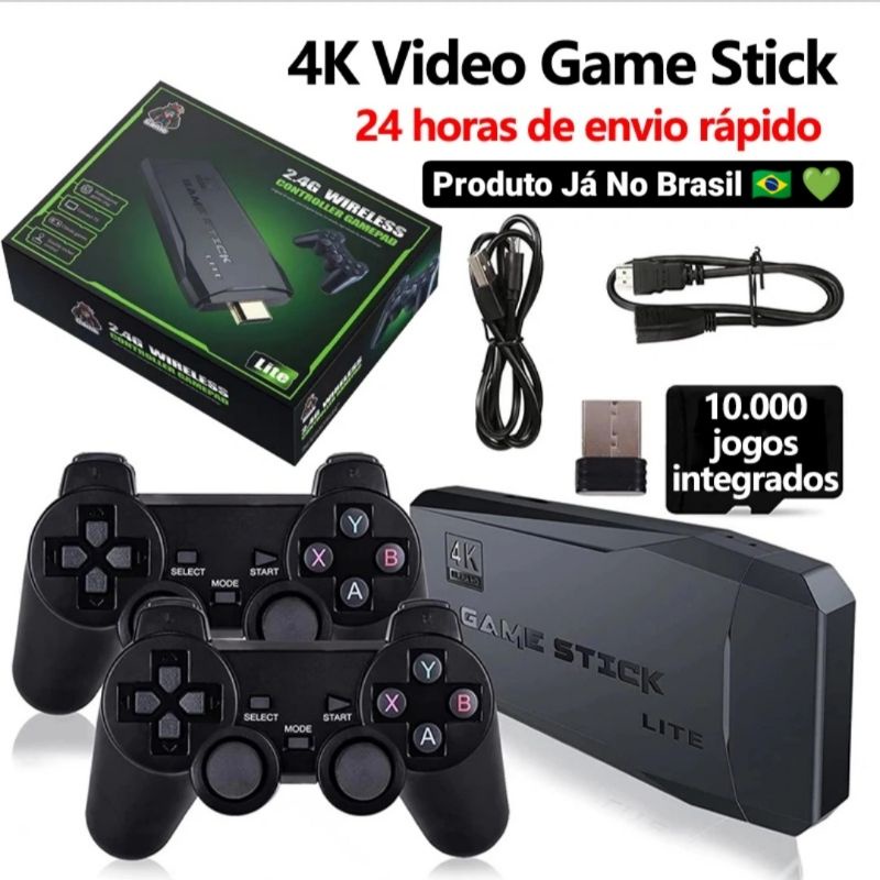 Consola Arcade Game Stick Lite 4K 64 GB HDMI + 2 Comandos Sem Fio