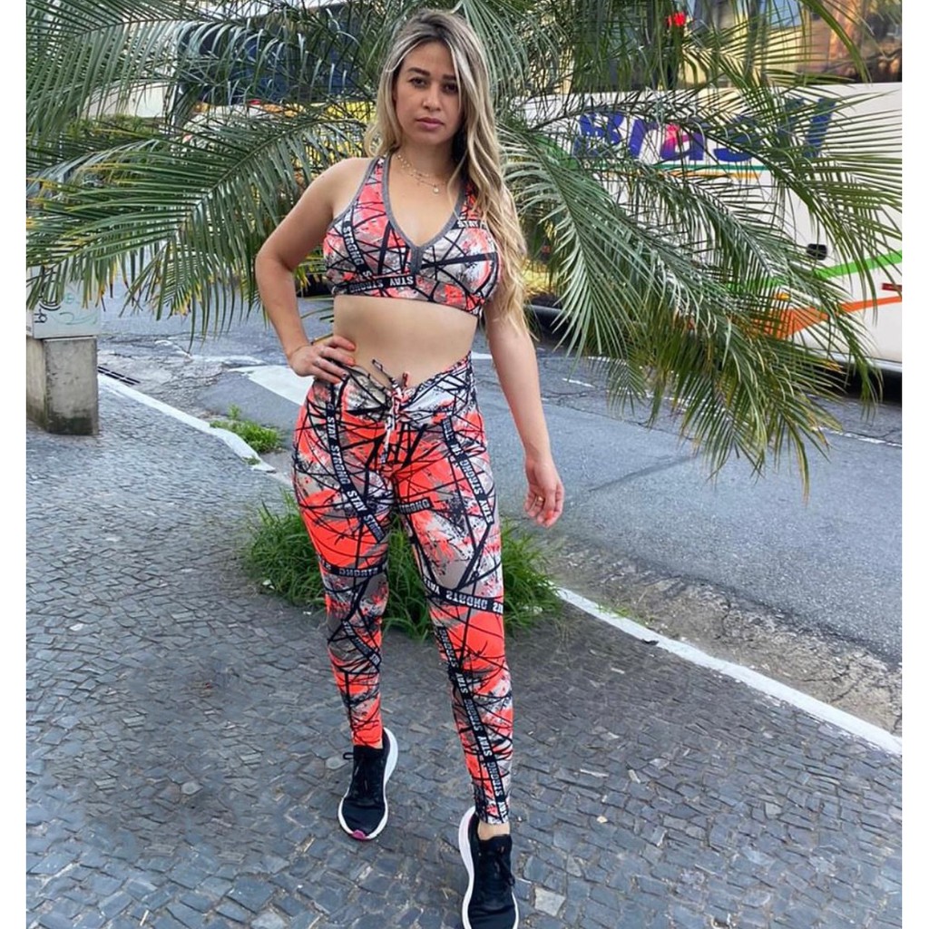 Calca Feminina Legging Colorida Esportiva Fitness Yoga Academia