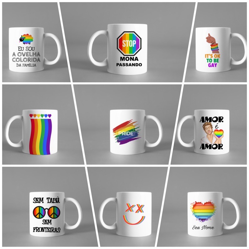 Caneca Preta Personalizada - LGBT com Nome do Casal