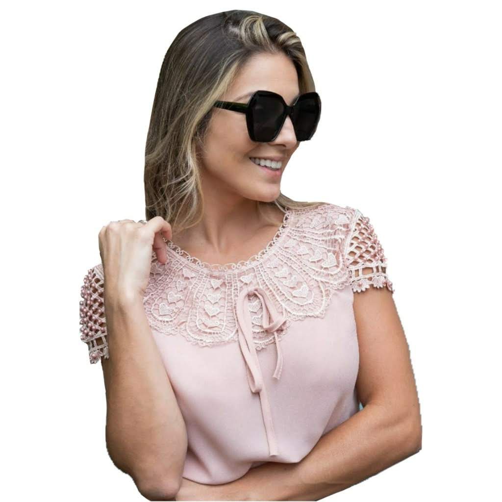 Blusa feminina renda perola luxo igreja evang lica casamento festa