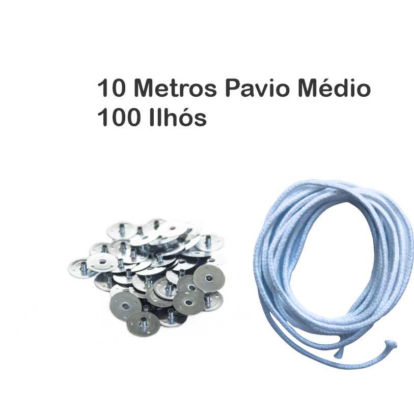 Pavio para Velas com Ilhós 21cm Diâmetro 2mm (10un)