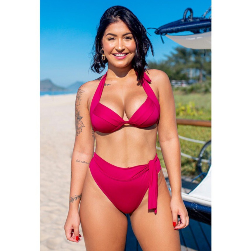 Comprar Conjunto Biquíni Meia Taça sem Aro e Calcinha Cintura Alta Azul -  GRISFIT, Moda Praia