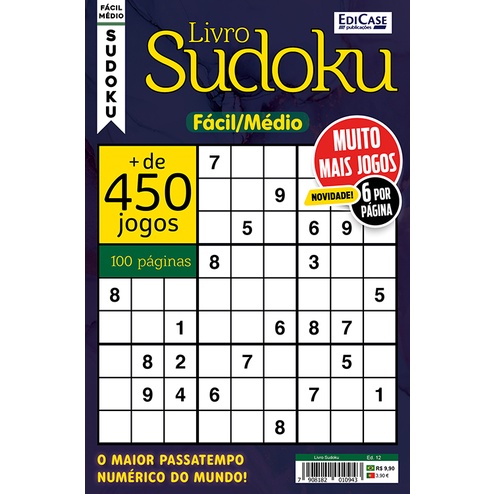 Revista Sudoku Fácil 01 Fácil/Médio 9X9 - 4 Jogos Por Página em