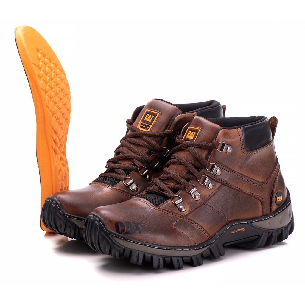 Bota Caterpillar Masculina Em Couro Com Palmilha Em Gel Macia