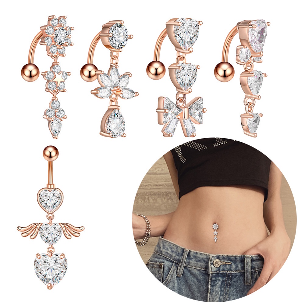 Anéis De Botão De Barriga Sexy Navel Piercing Bar Cristal Zircon Dangling  Party Stud Barbell Para Jóias Corporais Femininas | Shopee Brasil