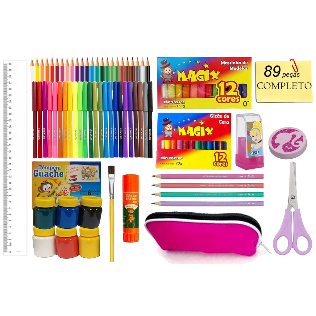 Super Kit Escolar Completo Com Todos os Materiais Essenciais para o Retorno  as Aulas