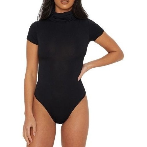 Blusa Body Feminino De Ziper Manga Curta Com Gola/golinha preto decotado  dia a dia Tamanho:Unico;Cor:Branco