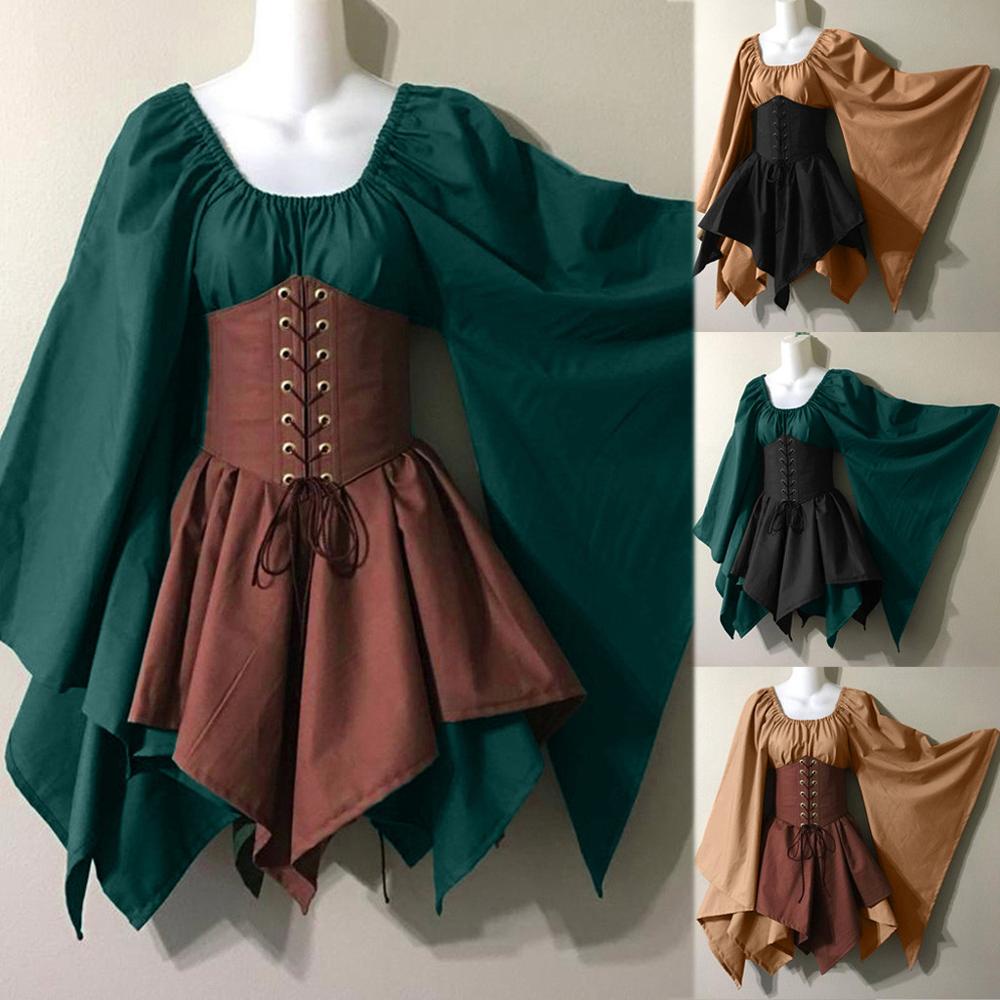 Fada De Elfos Medieval Feminino Elfo S-5XL Fantasia Wench Celtic Princess  Dress Lace Up Waist Cincher Espartilho Conjunto De Vestidos Jagged | Shopee  Brasil