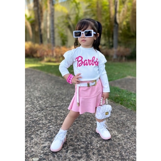 Conjunto Blusa e saia em Paete Barbie menina blogueirinha moda