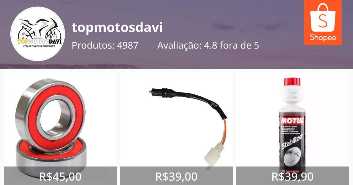 topmotosdavi, Loja Online Shopee Brasil