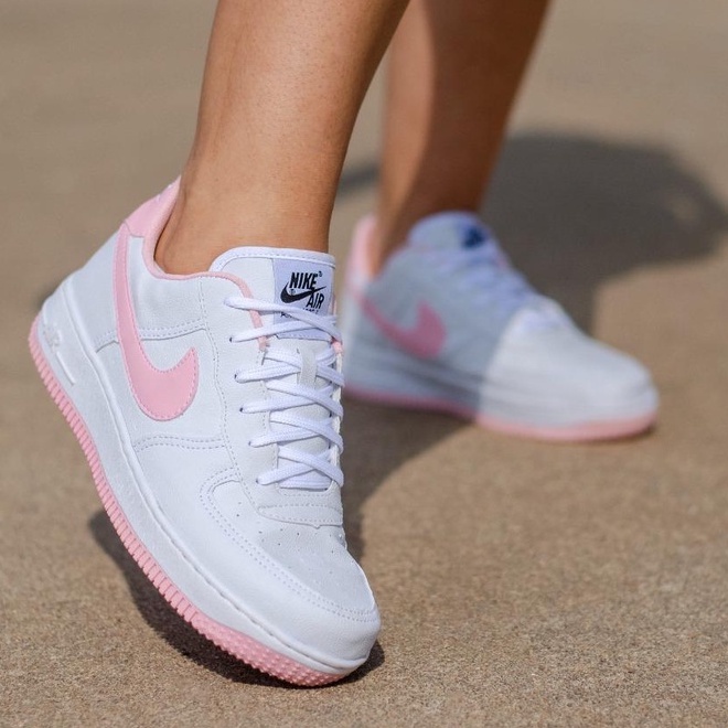 Nike air force store branco e rosa