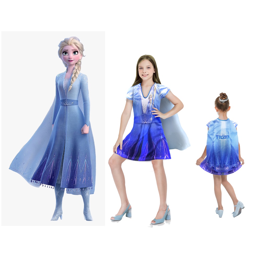 Fantasia Menina Elsa Frozen 2 + Capa - Cosplay Infantil