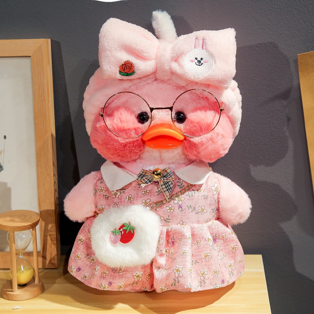 Pato De Pelúcia Com Roupa Kawaii Lalafanm Com Óculos E Roupa