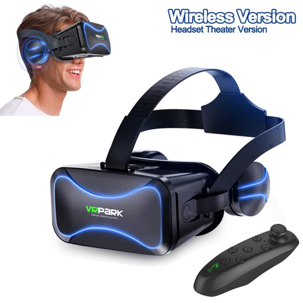 Fone Ouvido Realidade Virtual 3D VR Com Controle Remoto, Visualizador VR  Estéreo Para Filmes Jogos IMAX Óculos VR Sem Fio Bluetooth Compatível Com