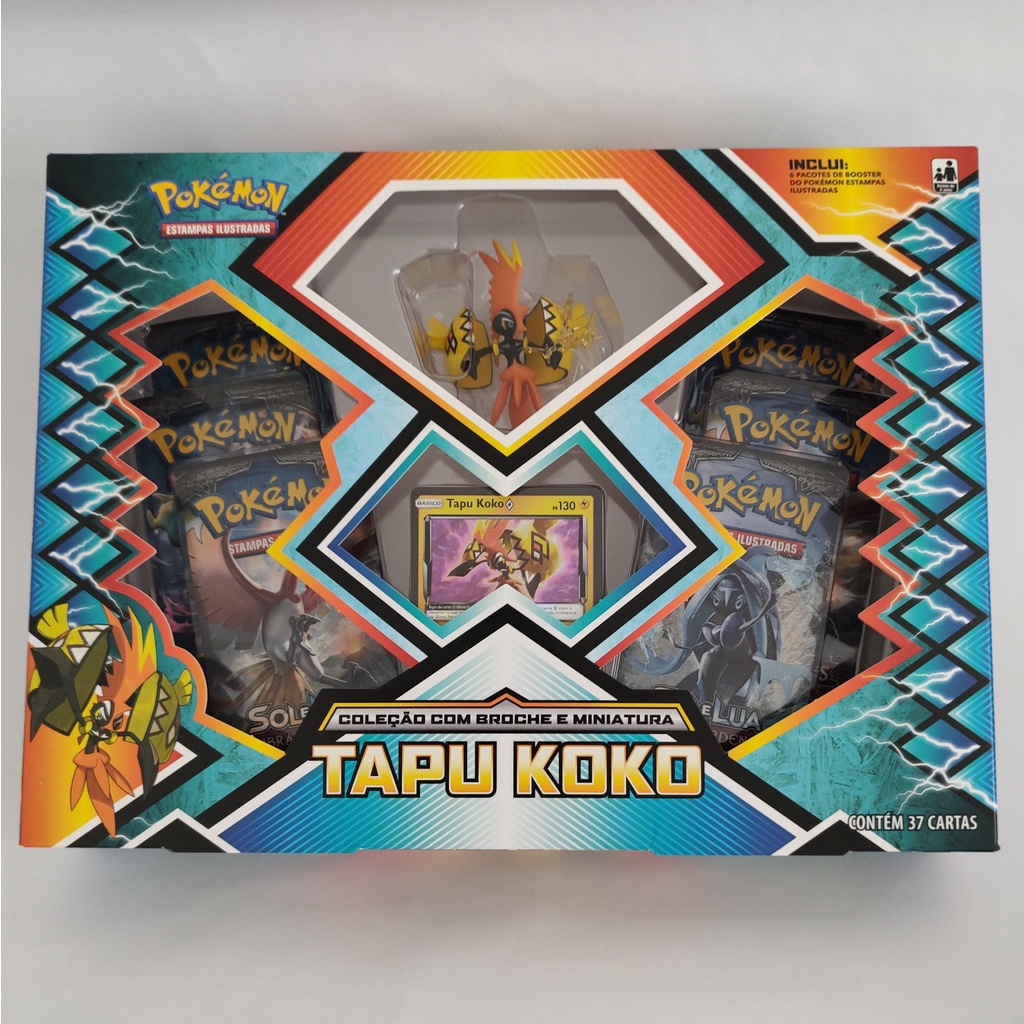 Unboxing BOX POKÉMON TAPU KOKO COM MINIATURA + BROCHE! - Pokémon TCG 