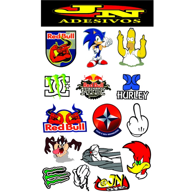 CARTELA 04 Adesivos Tuning Individual Stickers Moto Carro Bike