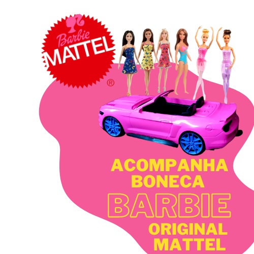 Carrinho Carro Rosa Conversível Boneca Compatível Com Barbie na