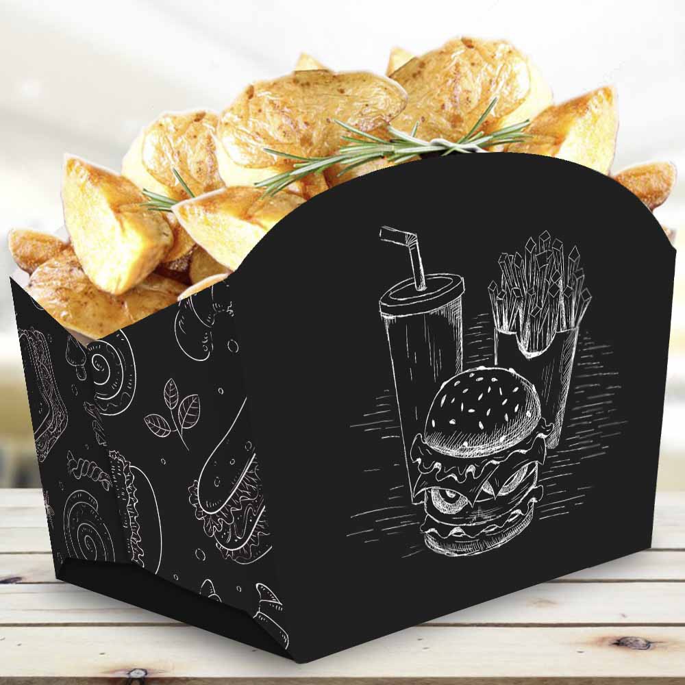 EMBALAGEM PARA BATATA FRITA TRADICIONAL BLACK GOURMET - 50 UNIDADES