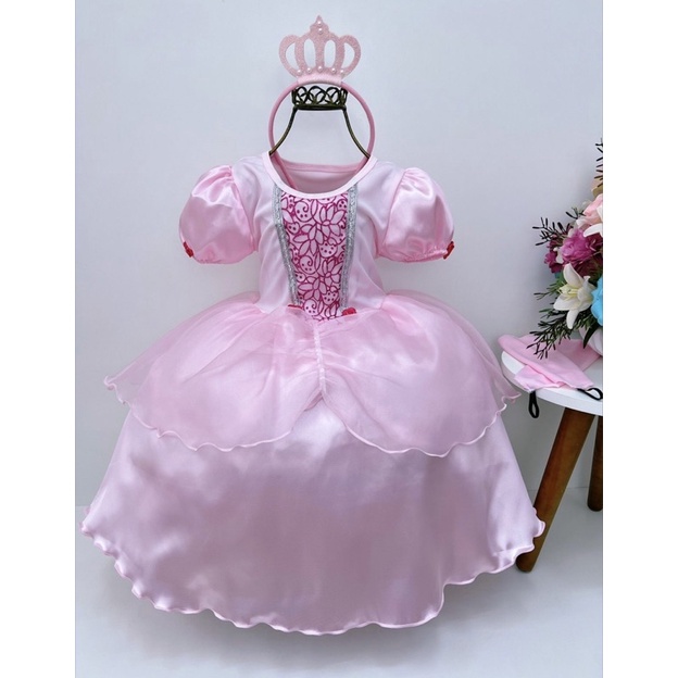 Vestido Princesa Sofia Fantasia Luxo Infantil +tiara E Luva