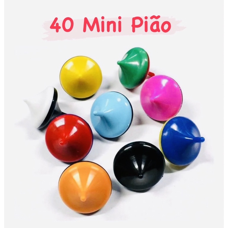 Mini Piões Coloridos, 6 Unid.