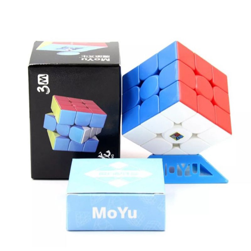 Kit 3 Cubos Mágicos Profissionais 3x3 + Chaveiro Moyu + Base