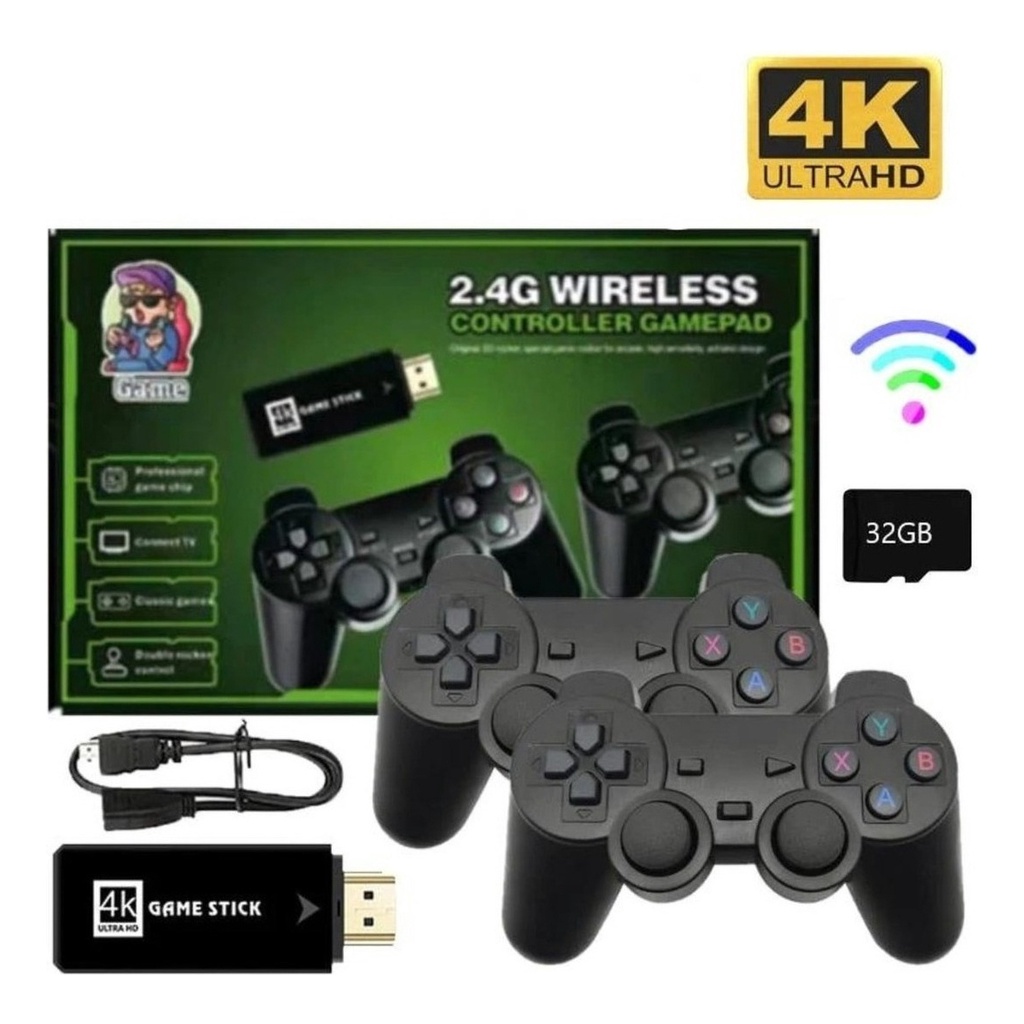 Games - Game Stick 4k Box 02 Controles sem Fio com 3500 Jogos