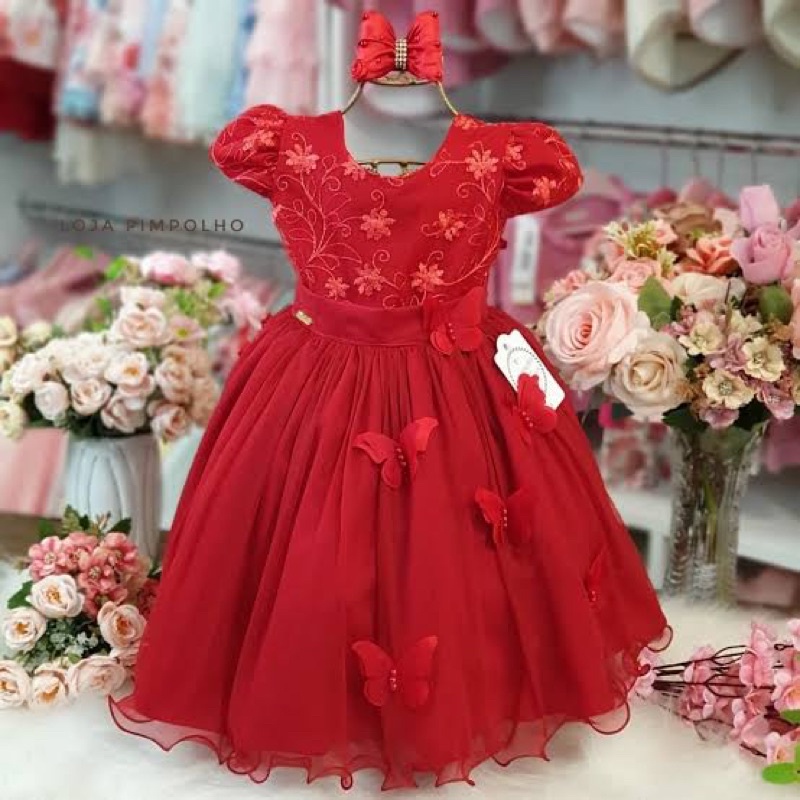 Vestido Princesa Vermelho - Comprar em Loja Pimpolho