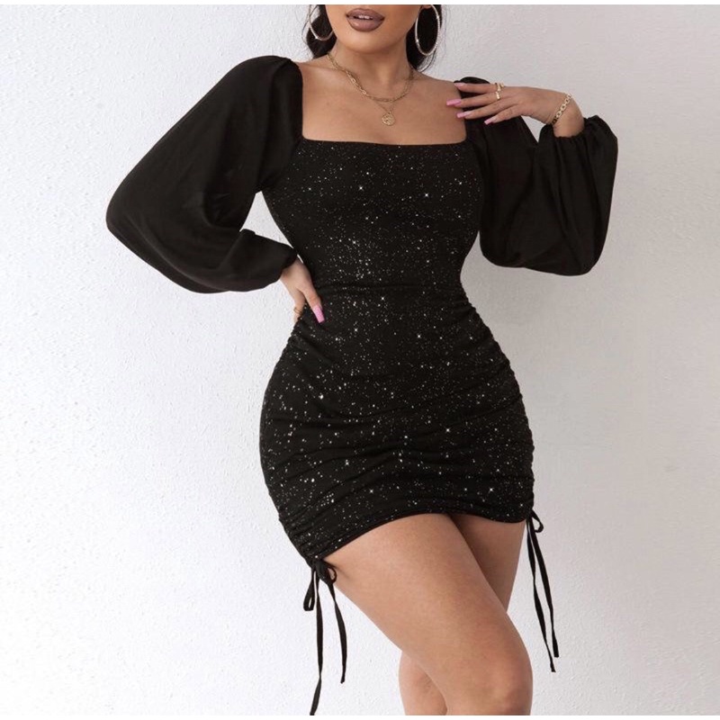 Vestido brilhante hot sale preto