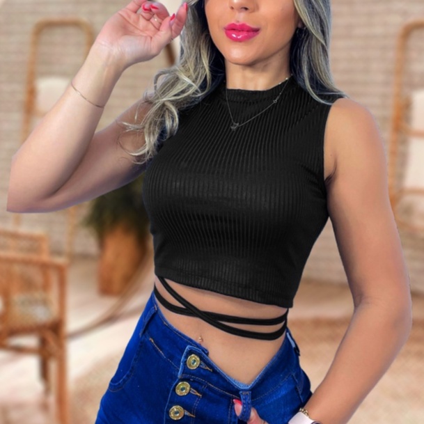 Conjunto Tule Hot Pants Cropped Moda Influencer Blogueira Gringa