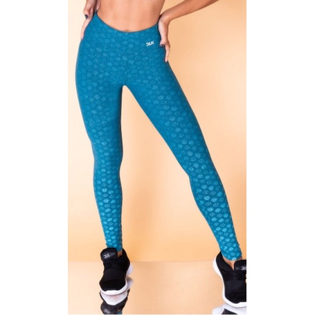 Calça Legging Jacquard Folha Branca DLK