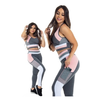 Legging Basic Com Recorte No Joelho C112- ROSE - STAR FIT MODA FITNESS