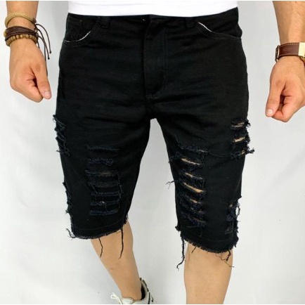 Bermuda jeans best sale preta masculina